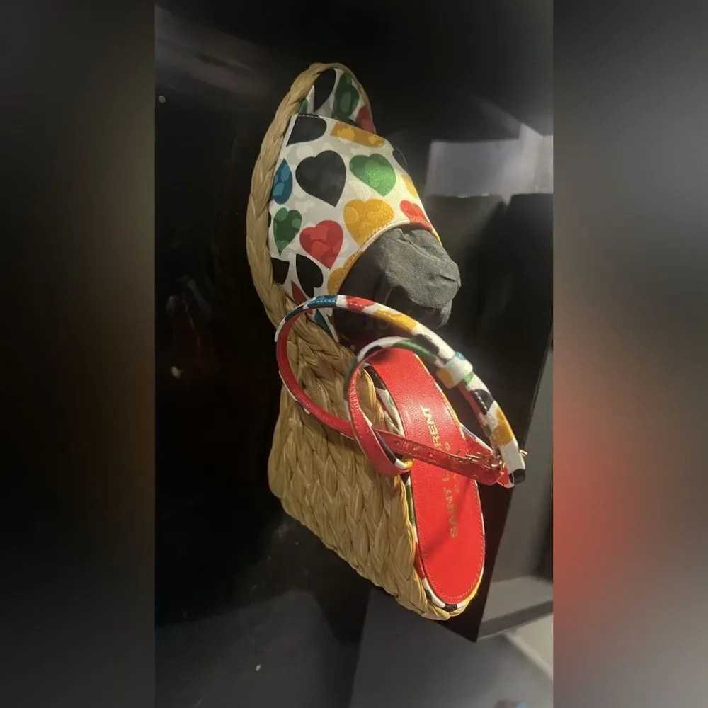 Brand new size 8.5 womens Saint Laurent Paloma Multi Colored wedges